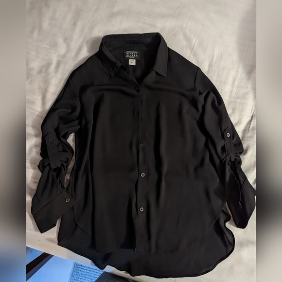 Black rayon button up - Picture 1 of 6